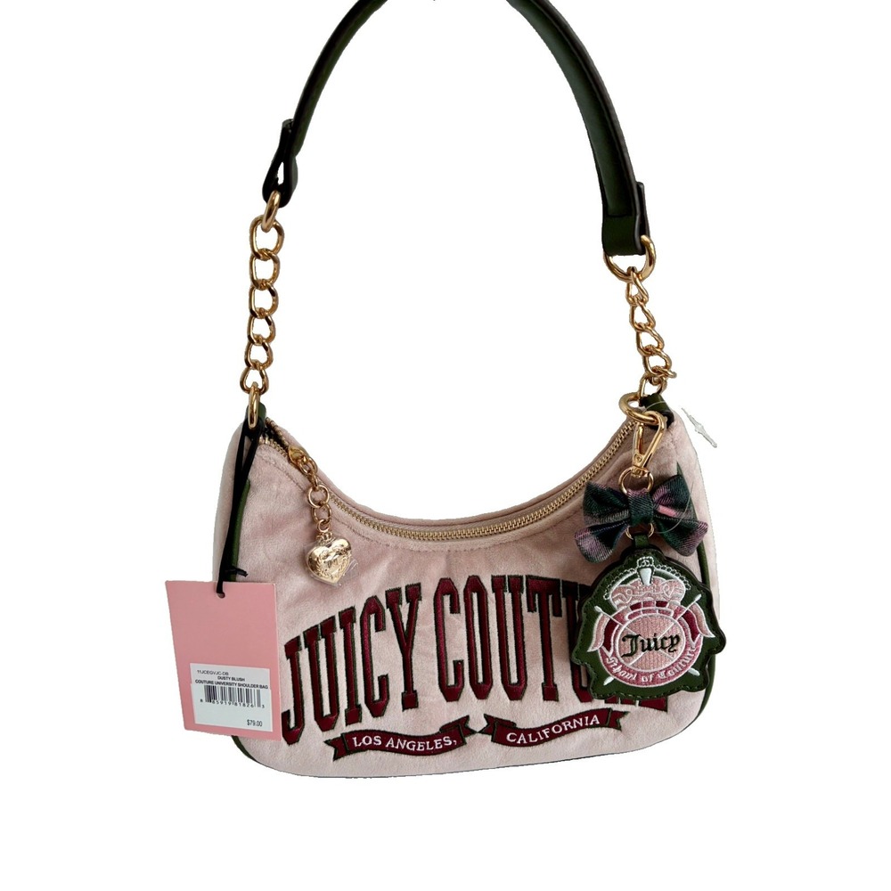 JUICY COURTURE~ Dusty Blush University Crescent Shoulder Bag. Charm~ NWT
